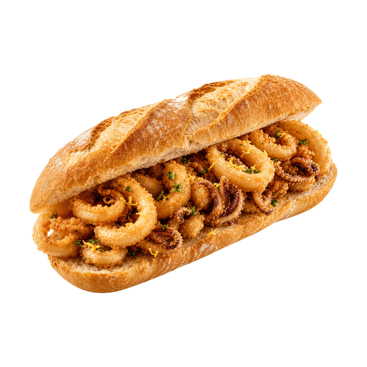 Bocadillo de calamares real de local cercano