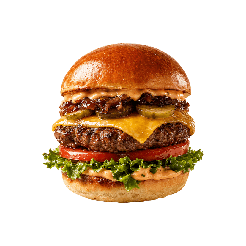 Hamburguesa real de local cercano